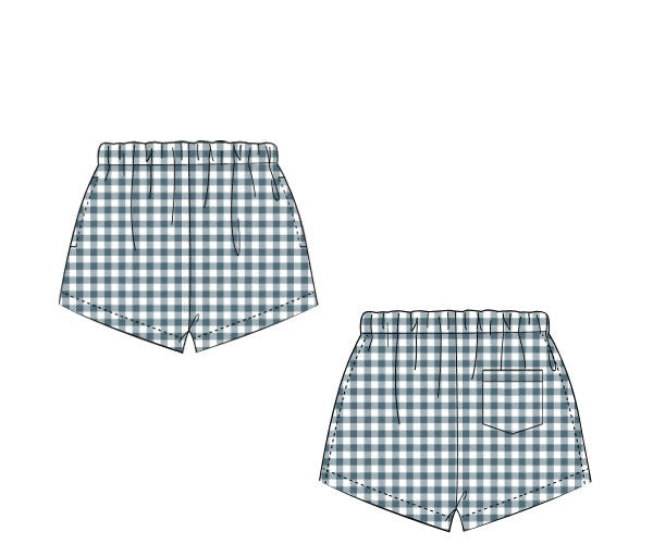 RTS - Mix/Match Basics - Stone Blue Gingham Shorties