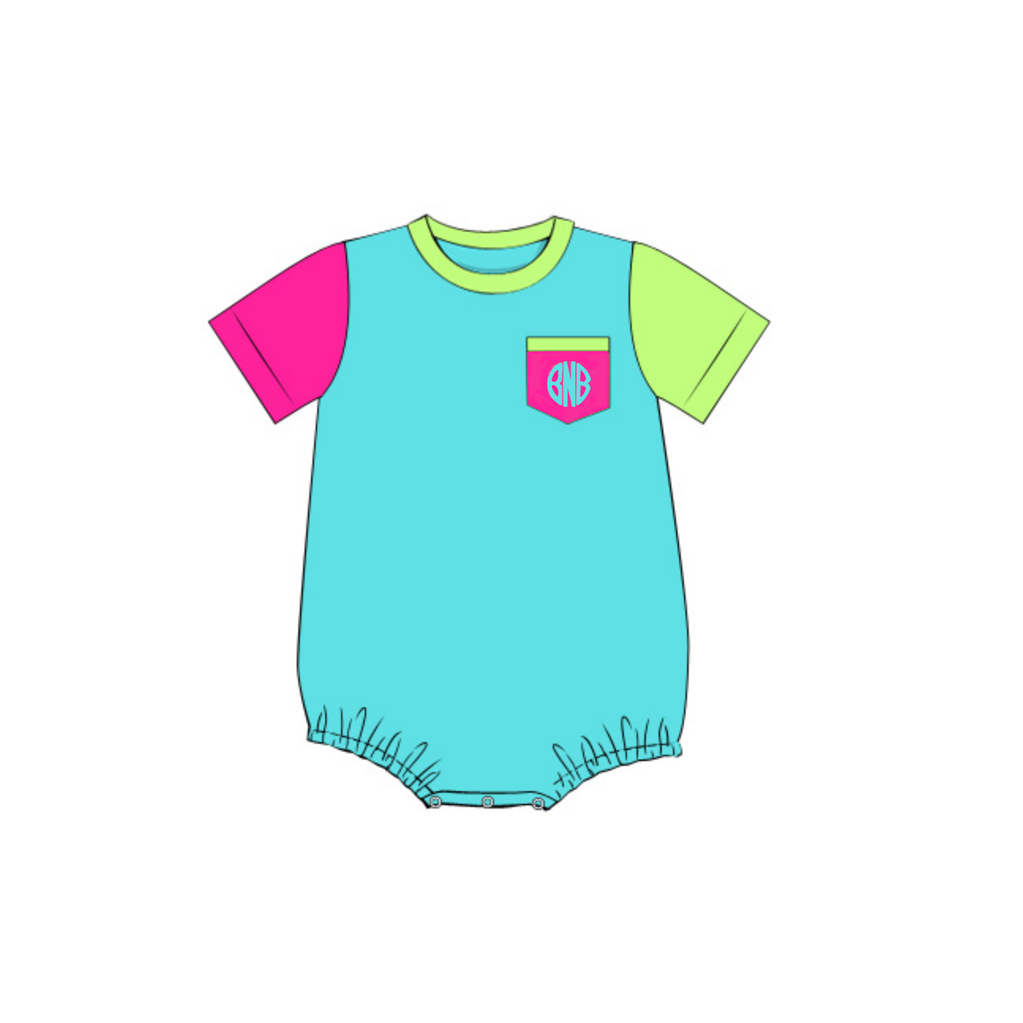 RTS - Neon Color Block Boy Bubble - NO MONOGRAM