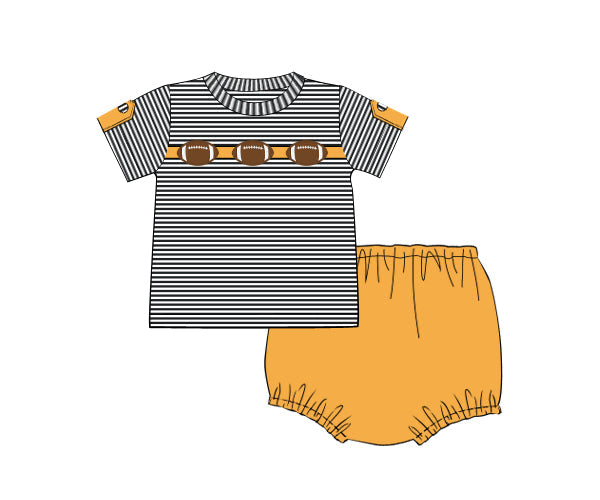 RTS - COLLEGIATE - Applique Football Trio Boy Diaper Set - Gold/Black