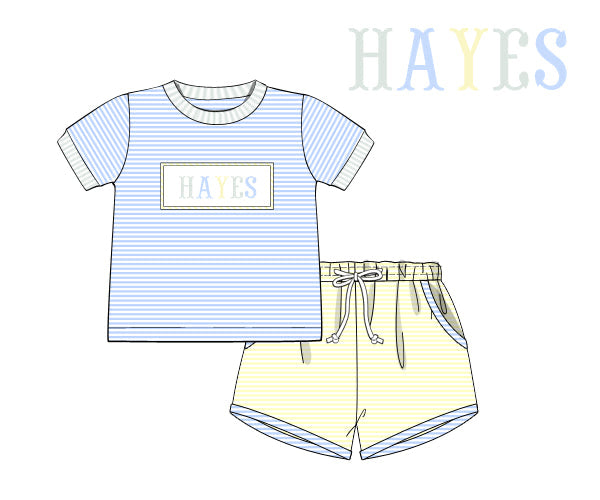 PREORDER 60: SPRING PT 1 - Spring Name Smocks Boy Shortie Set