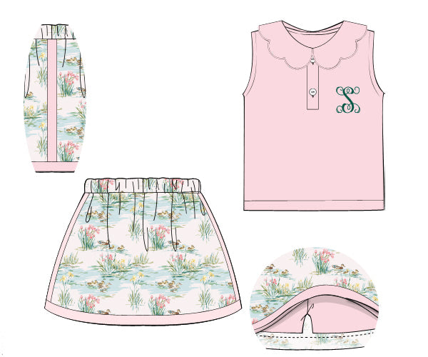 PREORDER 60: SPRING PT 1 - Spring Mallards Girl Skort Set