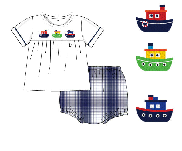 PREORDER 60: SPRING PT 1 - Spring 1 Boys Only - Tugboat Trio Boy Diaper Set