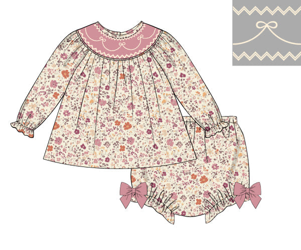 PREORDER 52: AUTUMN BASICS - Autumn Basics Girls Only - Petals & Bows Girl Diaper Set