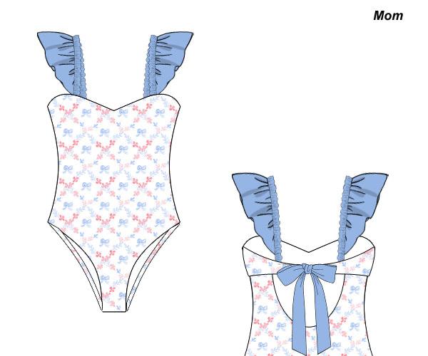 RTS - Patriotic Girls Only - Watercolor Flags Mom 1 PC Swim