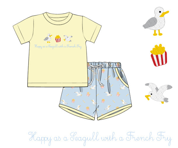 PREORDER 60: SPRING PT 1 - Happy Seagull Boy Shortie Set