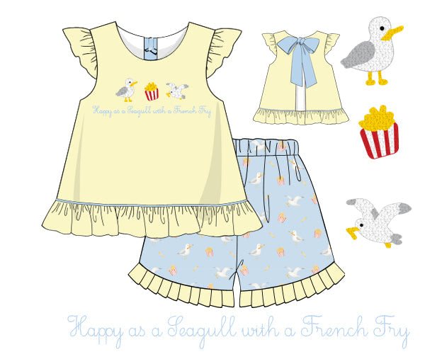 PREORDER 60: SPRING PT 1 - Happy Seagull Girl Short Set