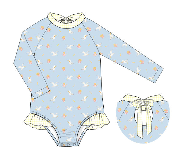 PREORDER 60: SPRING PT 1 - Happy Seagull Girl 1pc Rashguard