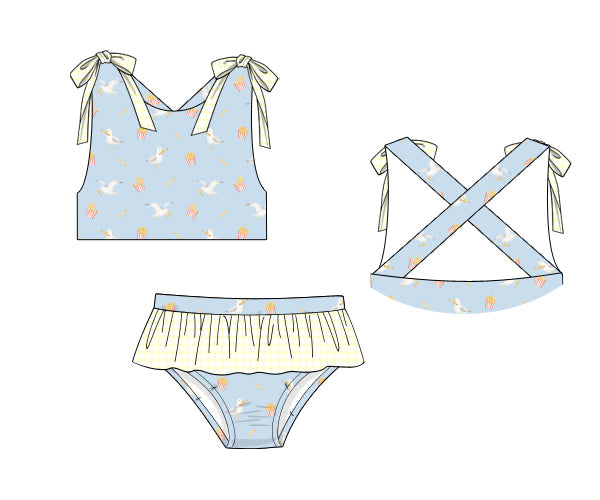 PREORDER 60: SPRING PT 1 - Happy Seagull Girl 2pc Swim