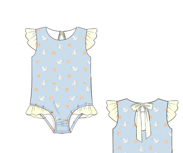 PREORDER 60: SPRING PT 1 - Happy Seagull Girl 1pc Swim