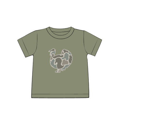 RTS - HALLOWEEN & TURKEYS - SHIRT ONLY - Applique Camo Turkey Boy Shirt
