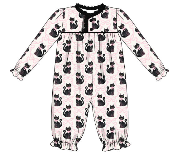 RTS - HALLOWEEN & TURKEYS - GIRLS ONLY - Scaredy Cats Girl 1pc Loungewear