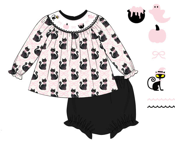 RTS - HALLOWEEN & TURKEYS - GIRLS ONLY - Scaredy Cats Girl Diaper Set