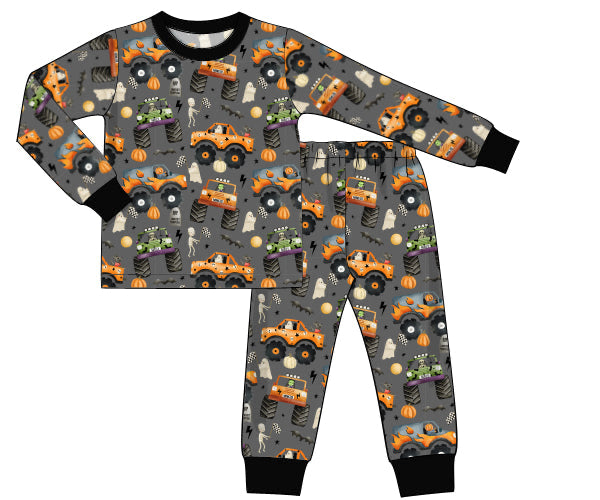 RTS - HALLOWEEN & TURKEYS - BOYS ONLY - Halloween Monster Trucks 2pc Loungewear