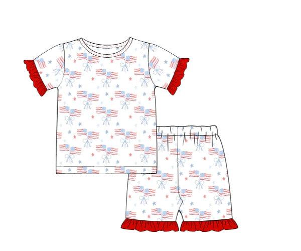 RTS - Preppy Patriotic PJs Girl 2 PC