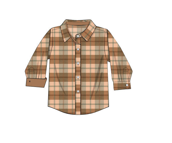 RTS - HALLOWEEN & TURKEYS - Gobble & Plaid Boy Button Down
