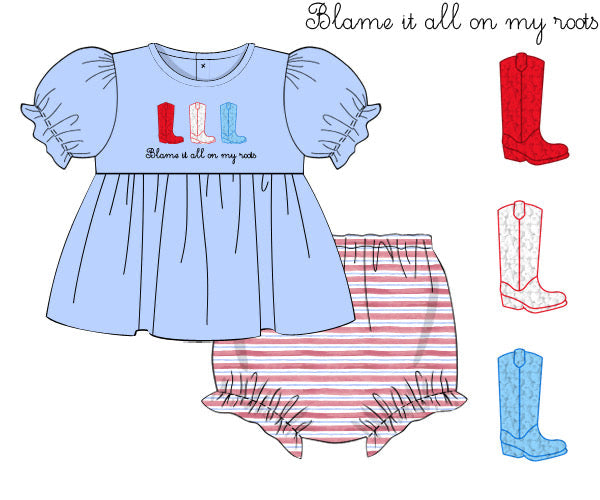 PREORDER 48: SUMMER 1 - Blame It All On My Roots Girl Diaper Set