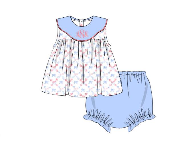 RTS - Patriotic Girls Only - Watercolor Flags Girl Diaper Set - NO MONOGRAM