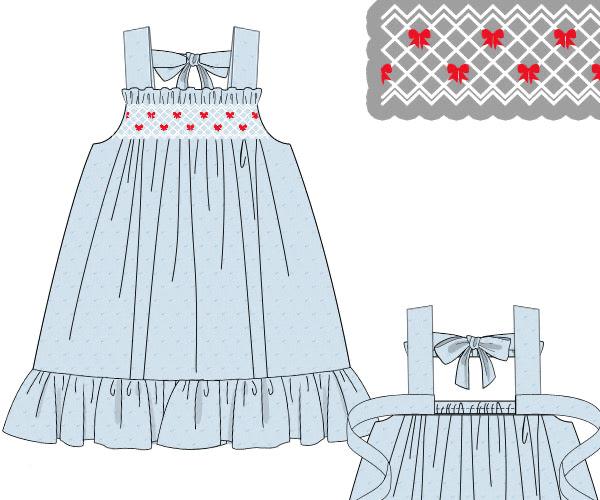 RTS - Patriotic Girls Only - Swiss Dot Geo Bows Girl Dress