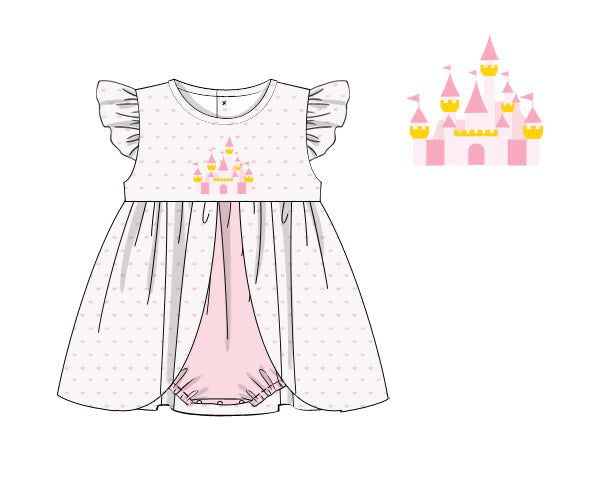 PREORDER 61: SPRING 2 - Spring 2 Girls Only - Swiss Dot Castle Girl Bubble