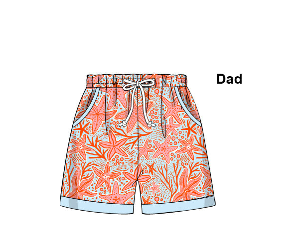 PREORDER 61: SPRING 2 - Coral Starfish Dad Trunks