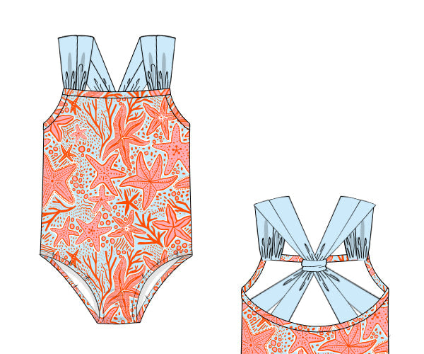 PREORDER 61: SPRING 2 - Coral Starfish Girl 1pc Swim
