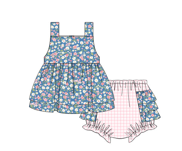 PREORDER 61: SPRING 2 - Spring Gingham & Florals Girl Diaper Set