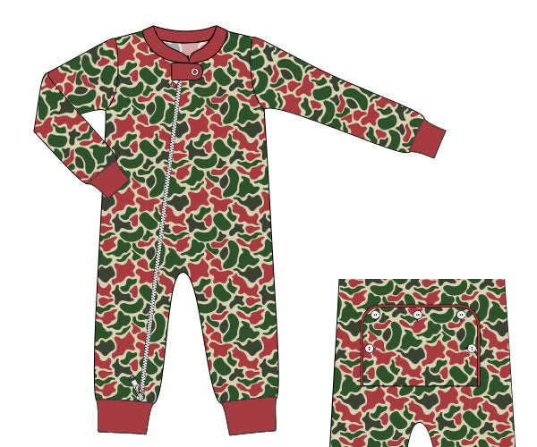 PREORDER 56: CHRISTMAS 2 - Christmas 2 Boys Only - Christmas Camo Loungewear Boy Zippy