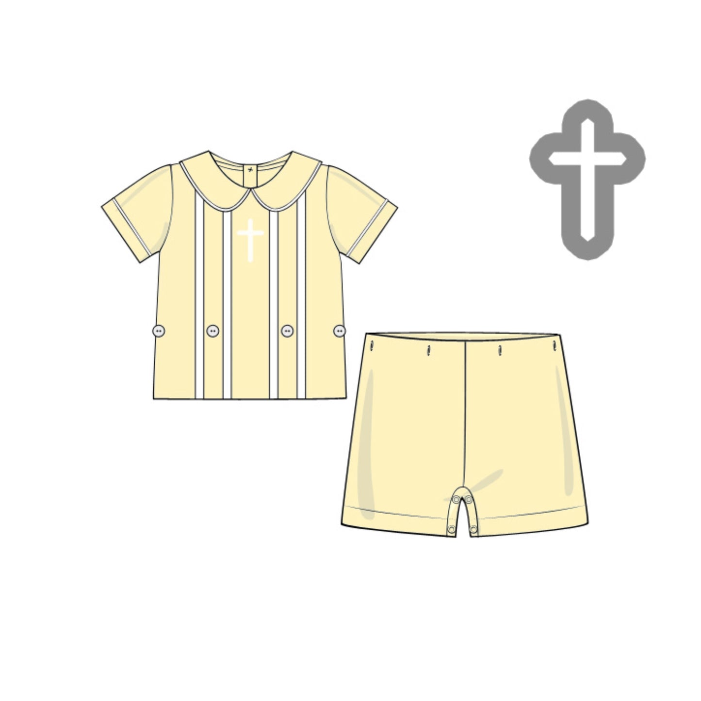 PREORDER 60: SPRING PT 1 - Pearl Cross Boy Short Set