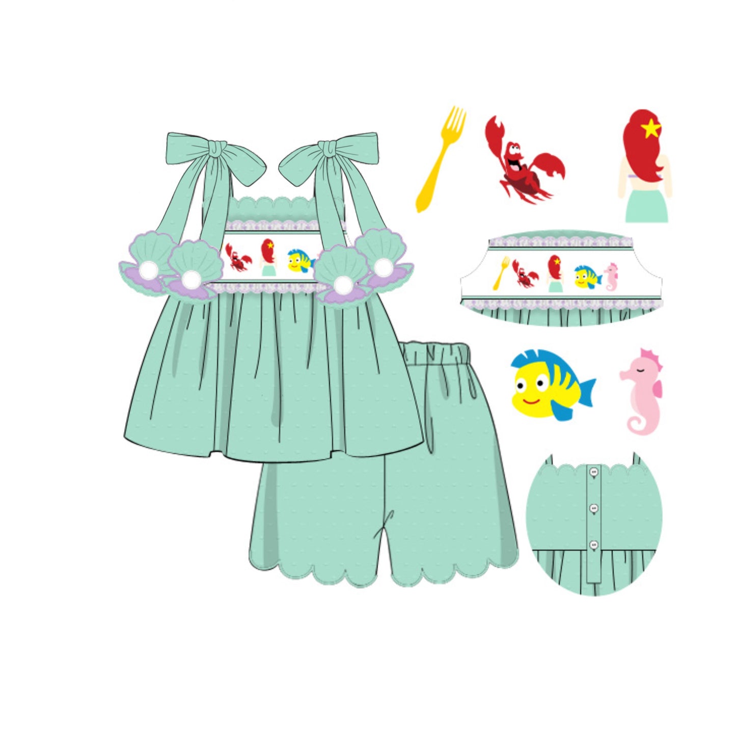 PREORDER 60: SPRING PT 1 - Spring 1 Girls Only - Under the Sea Girl Short Set
