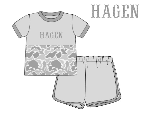 PREORDER 48: SUMMER 1 - Summer Camo Boy Shortie Set