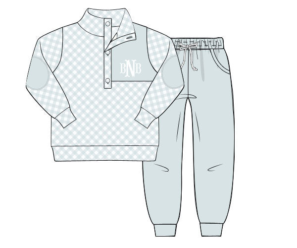 RTS - Monogrammed Jogger Sets Boys - Sage - NO MONOGRAM