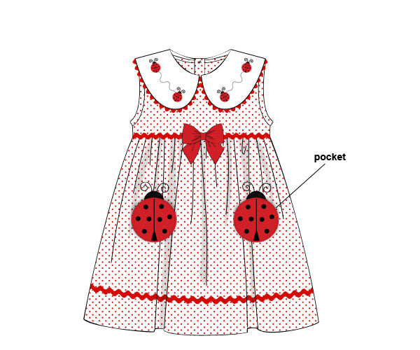 PREORDER 62: SUMMER PT 1 - Girls Only - Lady Bug Pockets Girl Dress