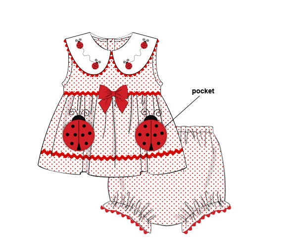 PREORDER 62: SUMMER PT 1 - Girls Only - Lady Bug Pockets Girl Diaper Set
