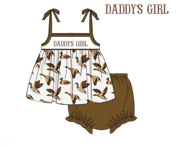 PREORDER 48: SUMMER 1 - Mallard Name Smocks Girl Diaper Set