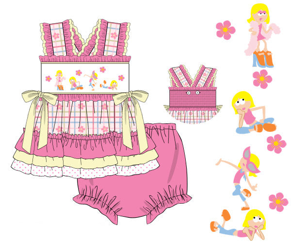 PREORDER 62: SUMMER PT 1 - Girls Only - Smocked Hey Now, Hey Now Girl Diaper Set