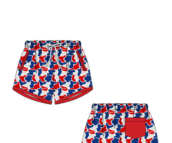 PREORDER 62: SUMMER PT 1 - Boys Only - Patriotic Camo Boy Shortie Swim Trunks