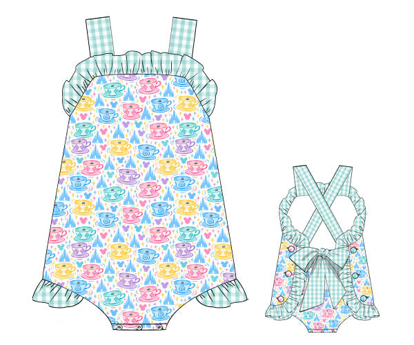 PREORDER 62: SUMMER PT 1 - Girls Only - Magical Tea Cups Girl Sunsuit