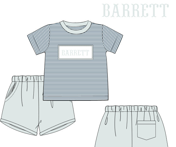 RTS - Summer Name Smocks Boy Shortie Set “MAMA’S BOY”