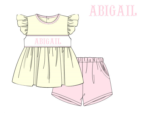 RTS - Summer Name Smocks Girl Shortie Set “MAMA’S GIRL”
