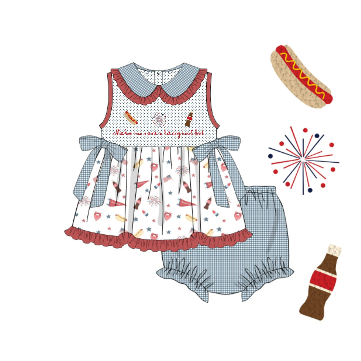 PREORDER 62: SUMMER PT 1 - Makes Me Want A Hotdog Girl Diaper Set
