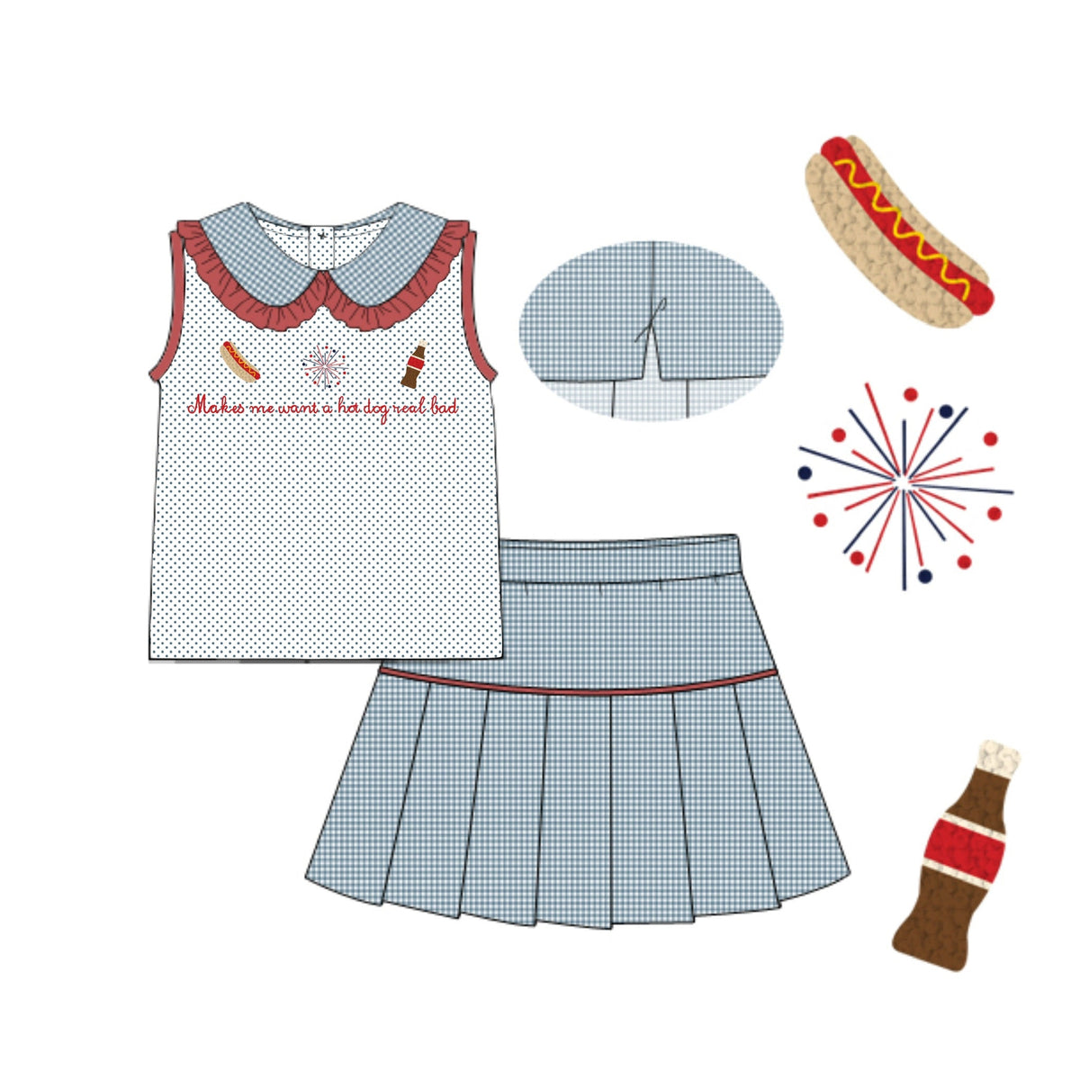PREORDER 62: SUMMER PT 1 - Makes Me Want A Hotdog Girl Skort Set