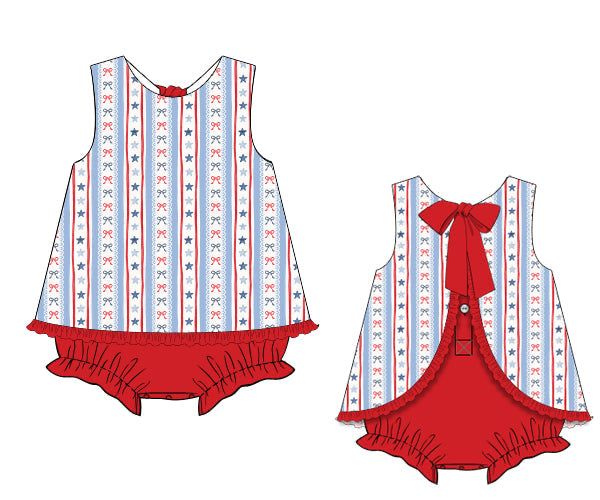 PREORDER 48: SUMMER 1 - Liberty Stars & Bows Girl Skirted Bubble