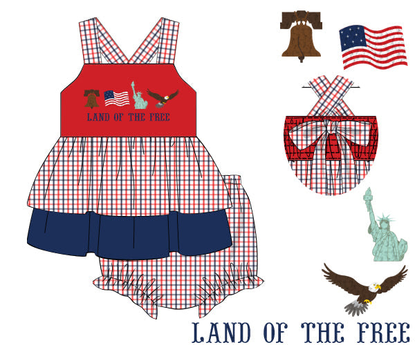 PREORDER 48: SUMMER 1 - Land Of The Free Girl Diaper Set