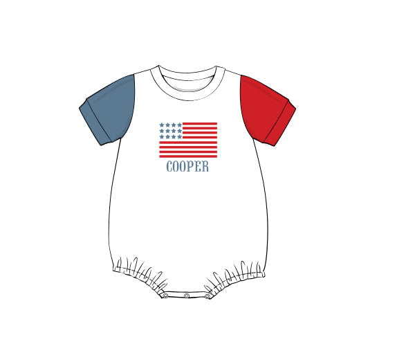 PREORDER 62: SUMMER PT 1 - Boys Only - RWB Colorblock Flag Boy Bubble