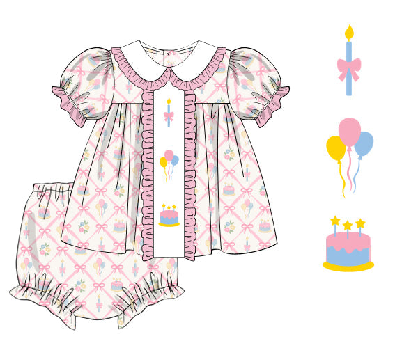 PREORDER 49: SUMMER PT 2 - Birthday Wishes Girl Diaper Set