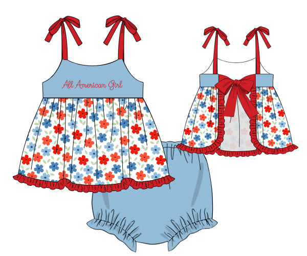 PREORDER 48: SUMMER 1 - All American Blooms Girl Diaper Set