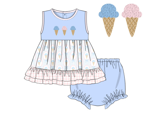PREORDER 48: SUMMER 1 - I Scream, You Scream Girl Diaper Set