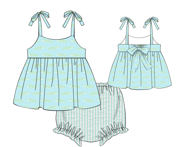 PREORDER 48: SUMMER 1 - Gator Bay Girl Diaper Set