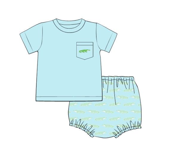 PREORDER 48: SUMMER 1 - Gator Bay Boy Diaper Set