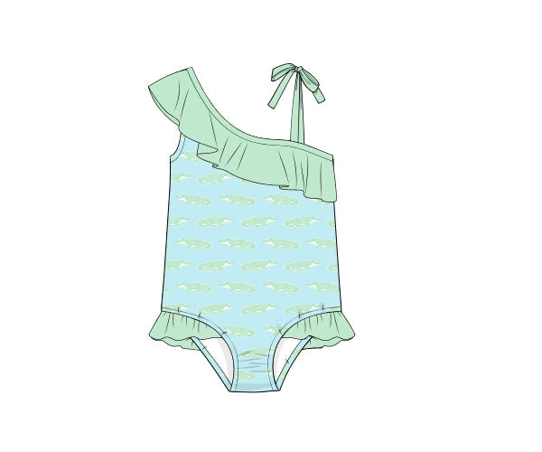 PREORDER 48: SUMMER 1 - Gator Bay Girl 1pc Swim